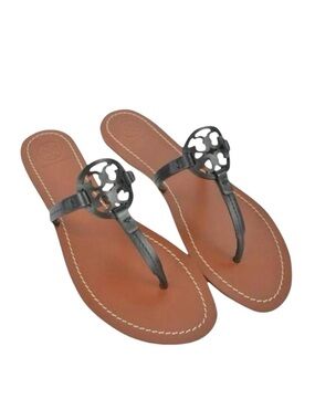 Tory Burch Mini Miller Gabriel Black leather sandals made in Brazil sz 10.5